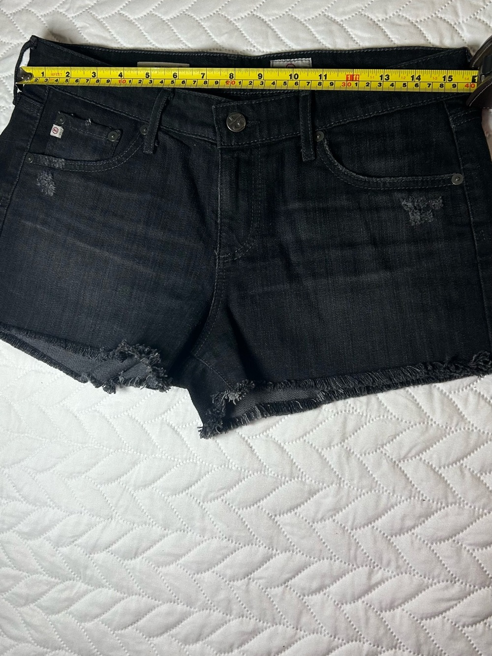 Ag Adriano Goldschmied Black Denim Cutoff Shorts - Picture 2 of 10